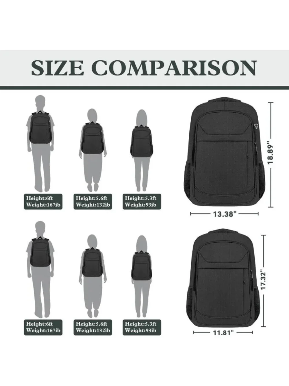 17” Travel Laptop Backpack - Water-Resistant, Anti-Theft, Padded Compartment